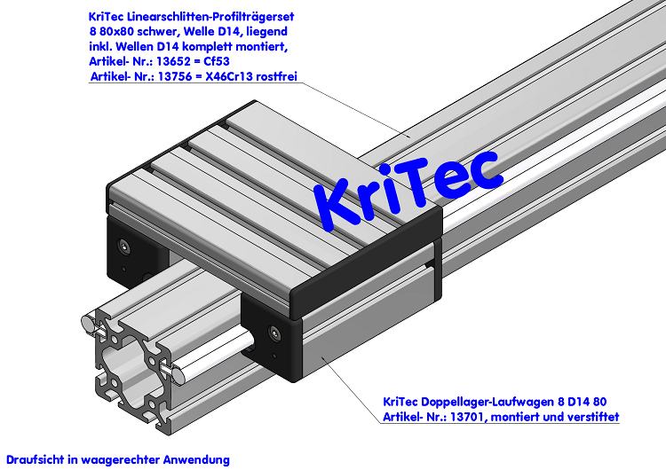 KriTec Doppellager-Laufwagen 8 D14 80