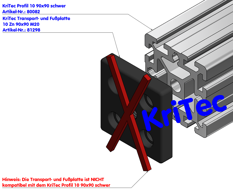 KriTec Transport- und Fußplatte 10 Zn 90x90 M20