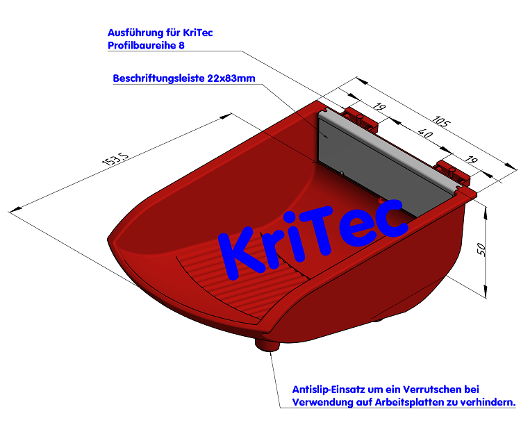 KriTec Greifschale 8 105x130x50 verkehrsrot ähnl. RAL 3020