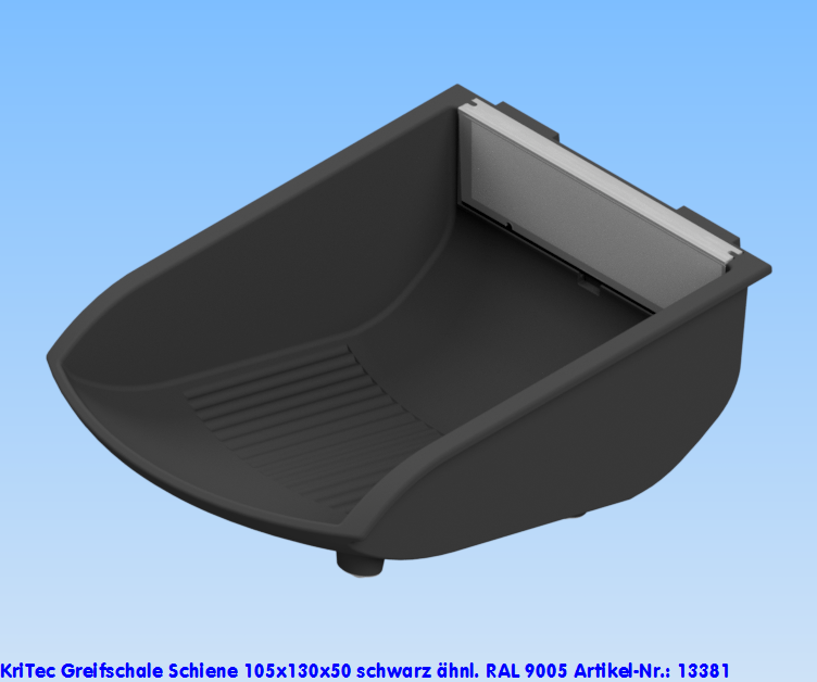 KriTec Greifschale Schiene 105x130x50 schwarz ähnl. RAL 9005