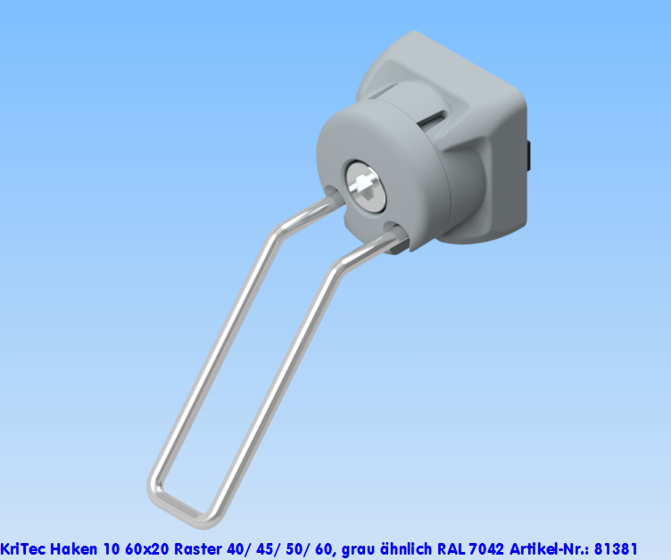 KriTec Haken 10 60x20 Raster 40/ 45/ 50/ 60, grau ähnlich RAL 7042