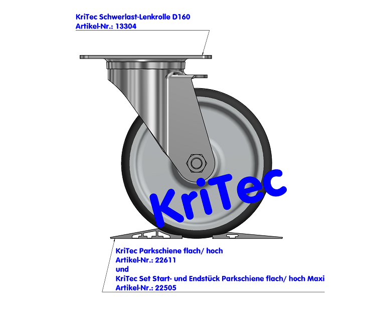 KriTec Schwerlast-Lenkrolle D160