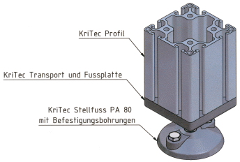 KriTec Stellfuß PA 80 mit Befestigungsbohrungen