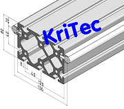 KriTec Linearschlitten-Profilträgerset 8 120x80 schwer, Welle D14, liegend
