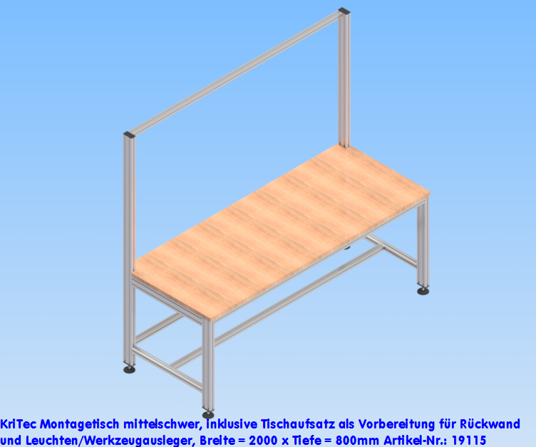 KriTec Montagetisch mittelschwer, inklusiveTischaufsatz und Ausleger, 2000x800mm