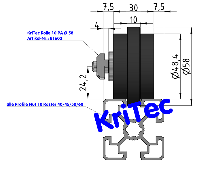 KriTec Rolle 10 PA Ø58