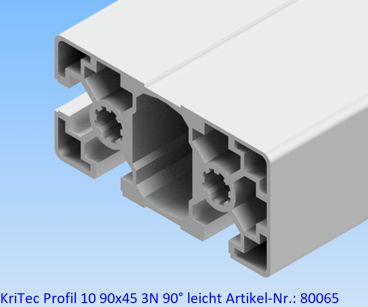 KriTec Profil 10 90x45 3N 90° leicht (3 Nuten geschlossen, 3 Nuten offen)