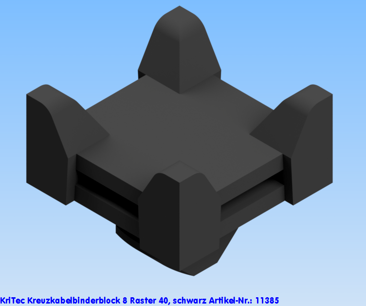 KriTec Kreuzkabelbinderblock 8 Raster 40, schwarz