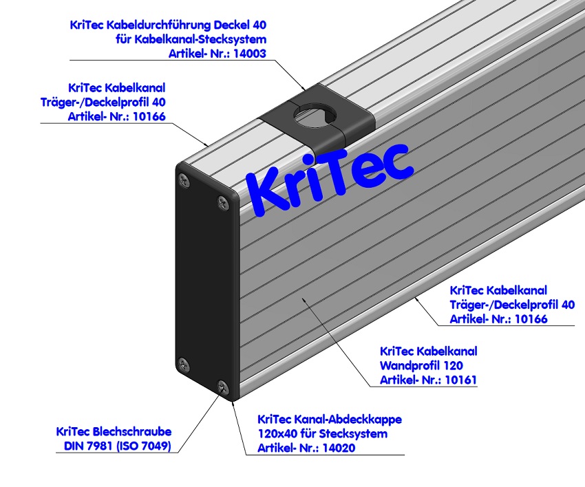 KriTec Kabeldurchführung Deckel 40 für Kabelkanalstecksystem