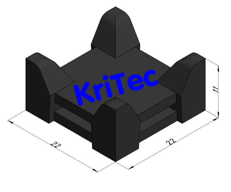 KriTec Kreuzkabelbinderblock 6 Raster 30, schwarz