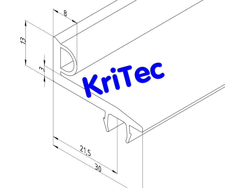 KriTec Dichtleiste 8 30 Raster 30 für Profil 8 Raster 30