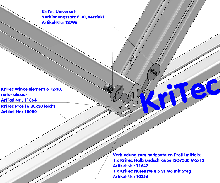 KriTec Winkelelemente 6 T2-30, natur eloxiert