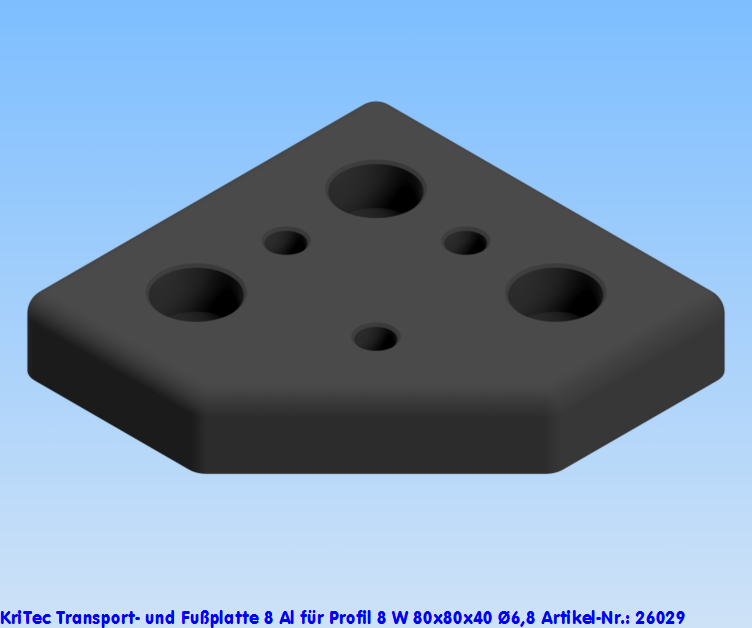 KriTec Transport- und Fußplatte 8 Al für Profil 8 W 80x80x40 M12