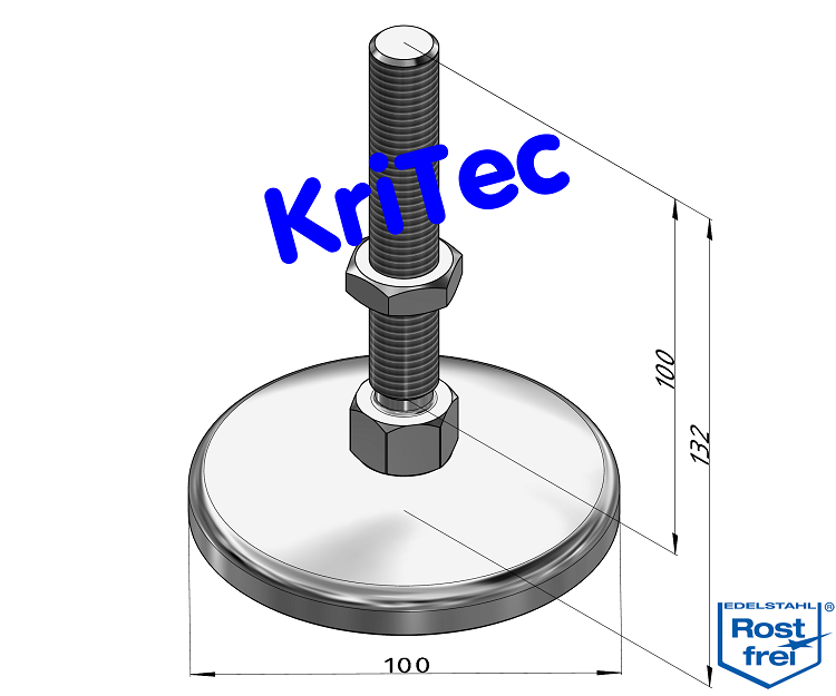 KriTec Stellfuß VA 100 M16x100 inkl. Kontermutter