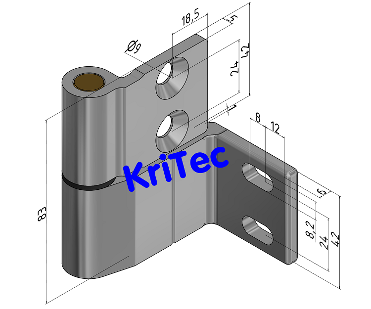 KriTec Scharnier 10 Al mit Öffnungswinkel 220°