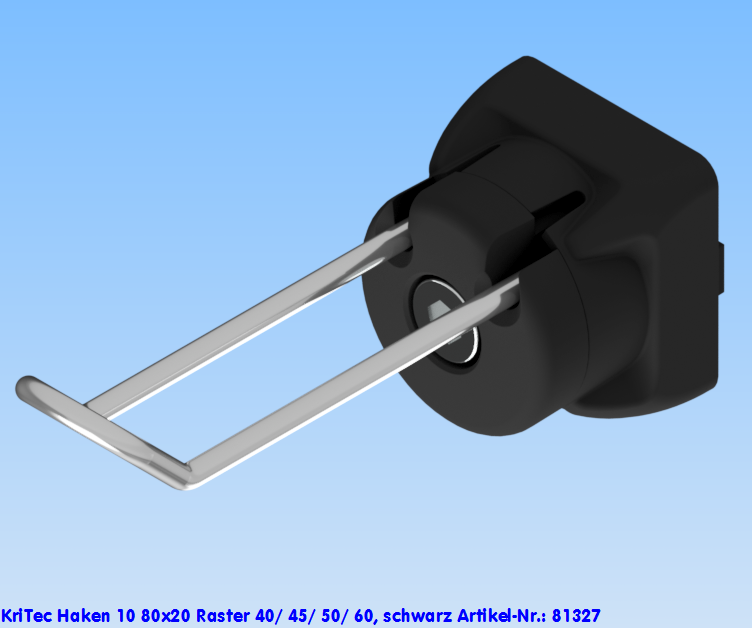 KriTec Haken 10 80x20 Raster 40/ 45/ 50/ 60, schwarz