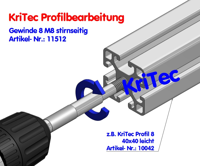 KriTec Druckverbinder 8 40 M8, beidseitig