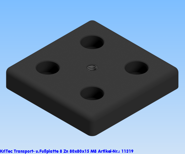 KriTec Transport- und Fußplatte 8 Zn 80x80x15 M8