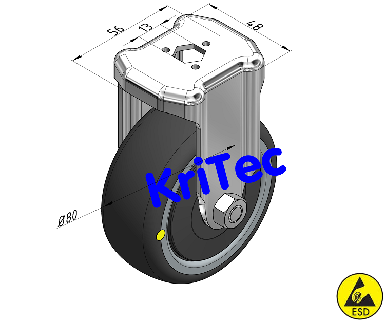 KriTec Bockrolle D80 TPU schwarz ESD