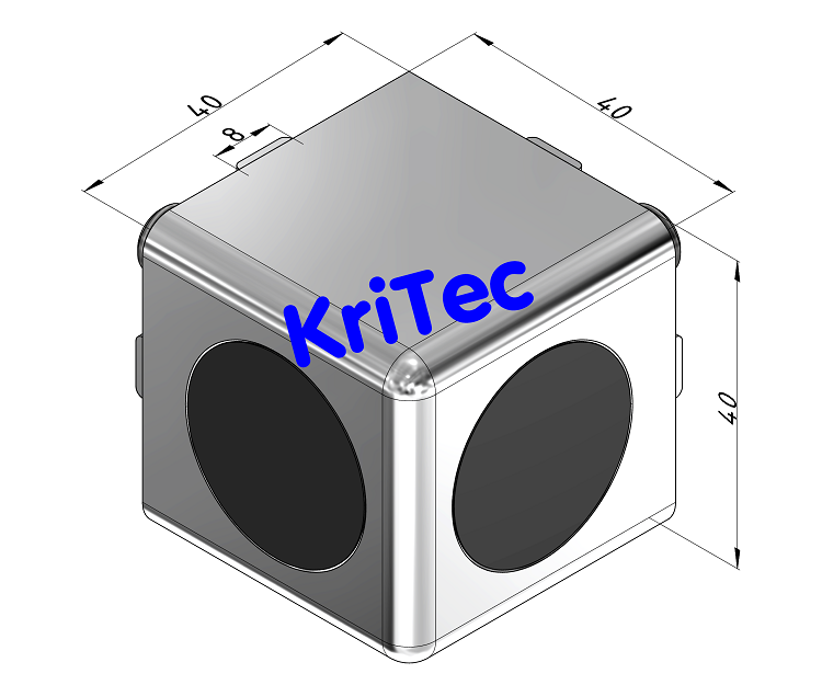 KriTec Würfelverbindungssatz 8 40x40x40 Winkel 2D inkl. 2 Abdeckkappen schwarz