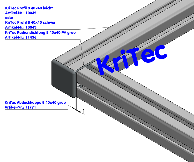 KriTec Radiendichtung 8 40x40 PA grau