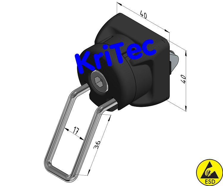 KriTec Haken 8 40x20 Raster 40, ESD, schwarz