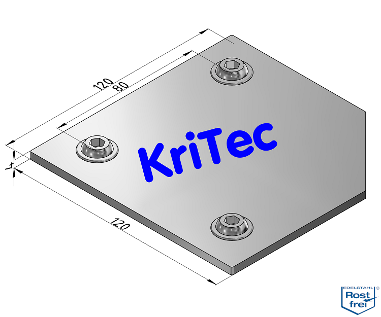 KriTec Abdeckkappe X 8 120x120-45° VA rostfrei