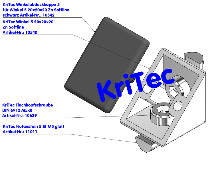 KriTec Winkel 5 20x20x20 Zn Softline