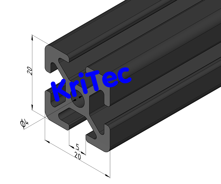 KriTec Profil 5 20x20 schwarz