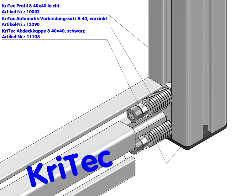 KriTec Automatik-Verbindungssatz 8 40 Raster 40