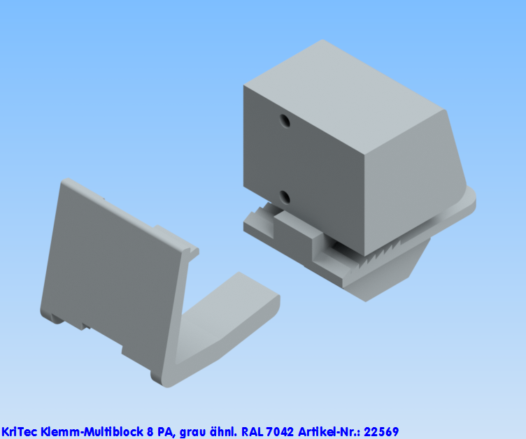 KriTec Klemm-Multiblock 8 PA, grau ähnl. RAL 7042