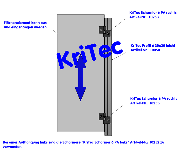 KriTec Scharnier 6 PA rechts