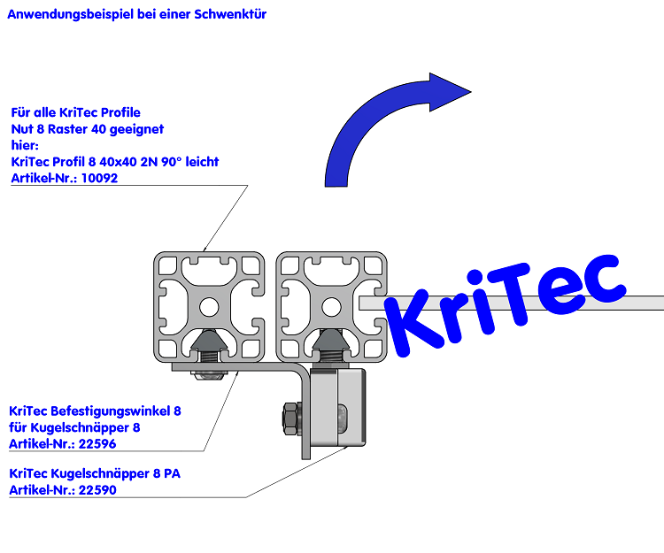 KriTec Profil 8 40x40 2N 90° leicht