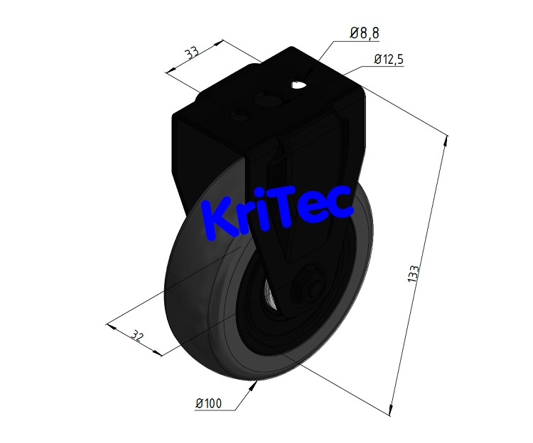 KriTec Bockrolle D100 schwarz- auch antistatisch
