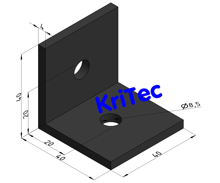 KriTec Aluwinkel 8 40x40x40x4, schwarz pulverbeschichtet
