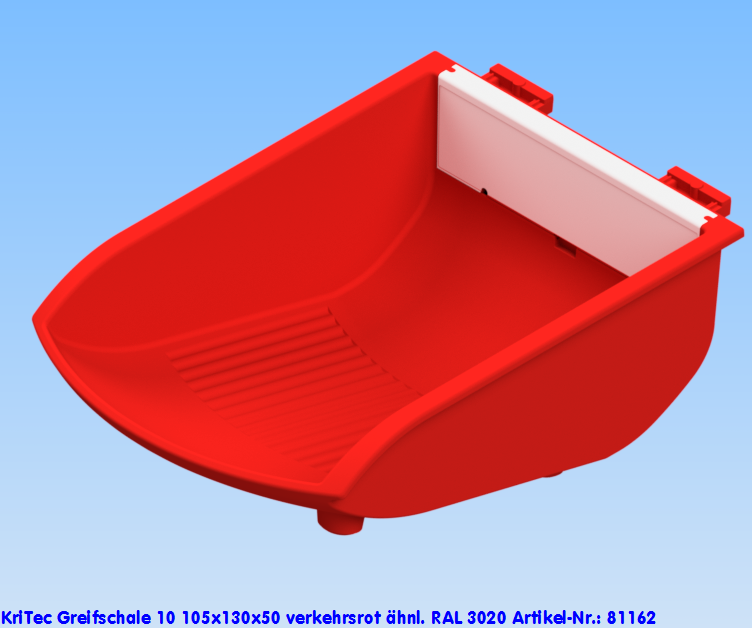 KriTec Greifschale 10 105x130x50 verkehrsrot ähnl. RAL 3020