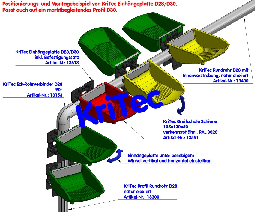KriTec Rundrohr D28 mit Innenverstrebung, Aluminium natur eloxiert