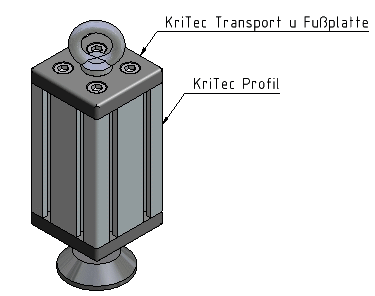 KriTec Transport- und Fußplatte 8 Zn 80x80x15 M8