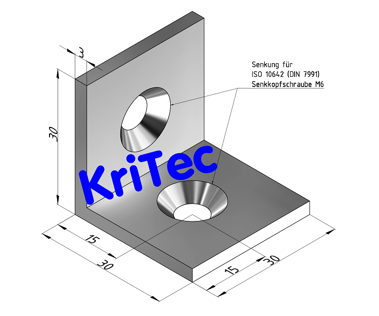 KriTec Stahlwinkel 6 30x30x30 mit Senkung, verzinkt