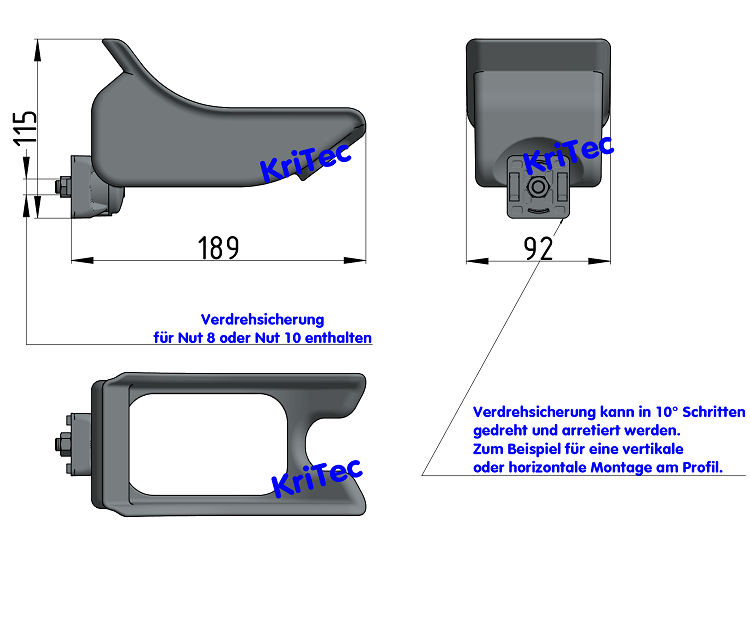 KriTec Ablageebene für Packband-Handabroller, grau