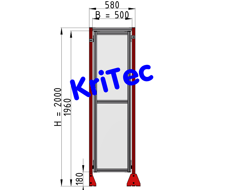 KriTec Schutzzaunelement Nut 8 Raster 40, B500xH2000mm, Polycarbonat PC, klar 5mm