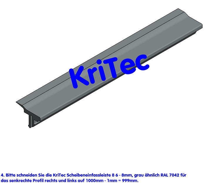 KriTec Scheibeneinfassleiste 8 6-8mm, grau ähnlich RAL 7042