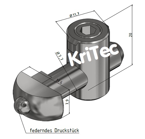 KriTec Zentralverbinder 8 EQ einschwenkbar 90°