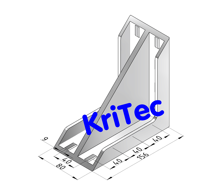 KriTec Winkel 8 160x160x80 Al M8, weißaluminium ähnlich RAL 9006 inkl. Verdrehschutz