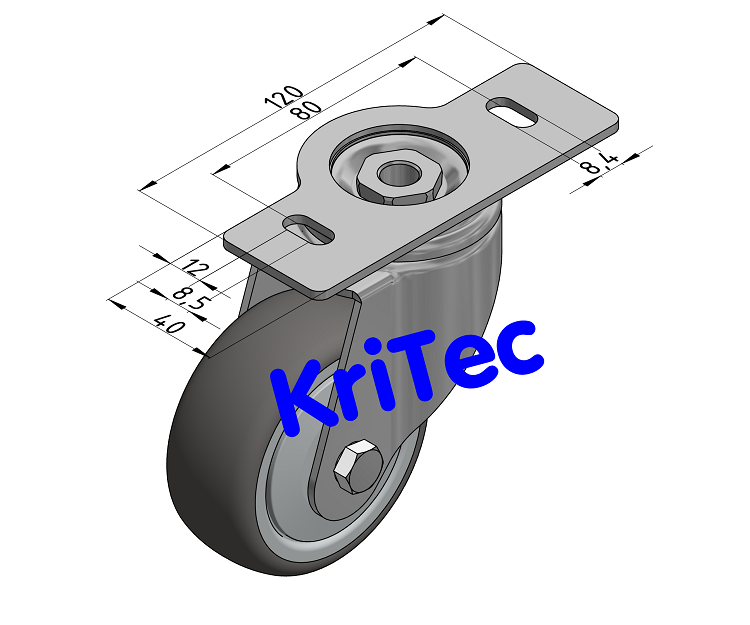 KriTec Lenkrolle D80 TPE grau