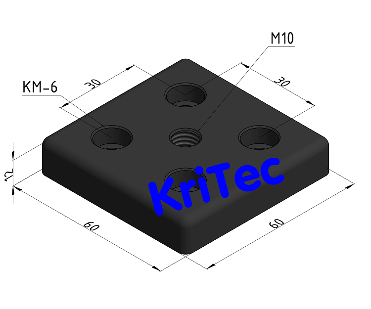 KriTec Transport- und Fußplatte 6 Zn 60x60x12 M10