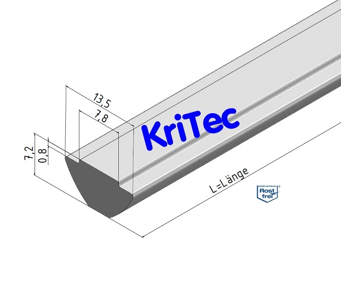 KriTec Profilstab 8 VA mit Steg Edelstahl, rostfrei