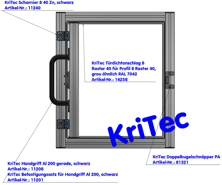 KriTec Türdichtanschlag 8 Raster 40 für Profil 8 Raster 40