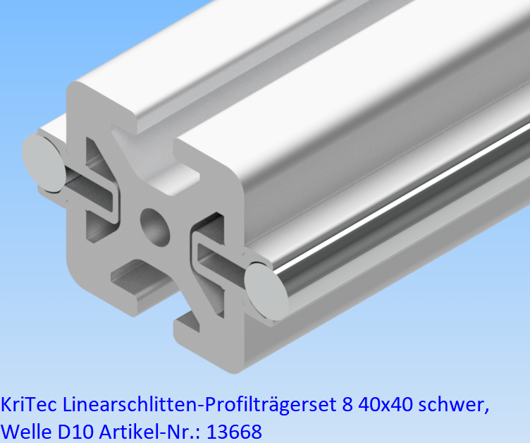 KriTec Linearschlitten-Profilträgerset 8 40x40 schwer, Welle D10