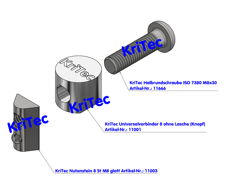 KriTec Universalverbindungssatz Nut 8 Raster 40 ohne Lasche